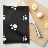 白黒かわいい子犬の前足のプリントパターン キッチンタオル (四つ折り)