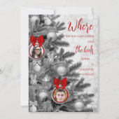 白黒かわいい家族おもしろいの子供のクリスマス シーズンカード (正面)