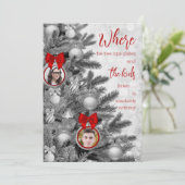 白黒かわいい家族おもしろいの子供のクリスマス シーズンカード (スタンド正面)