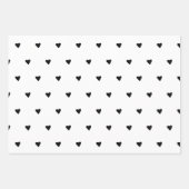 白黒かわいい小さなハートミニマル ラッピングペーパーシート (正面3)