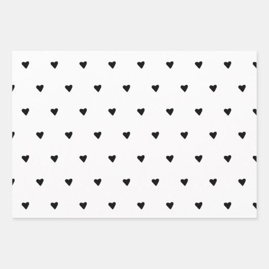 白黒かわいい小さなハートミニマル ラッピングペーパーシート (正面2)