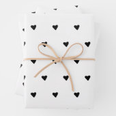 白黒かわいい小さなハートミニマル ラッピングペーパーシート (インサイチュ)
