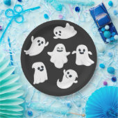 白黒かわいい幽霊ハローウィンパーティ ペーパープレート (パーティー)