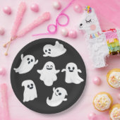 白黒かわいい幽霊ハローウィンパーティ ペーパープレート (パーティー)
