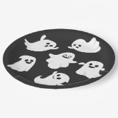 白黒かわいい幽霊ハローウィンパーティ ペーパープレート (アングル)