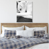 白黒かわいい犬のパパの写真 キャンバスプリント (インサイチュ (寝室))