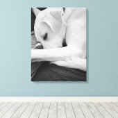 白黒かわいい犬のパパの写真 キャンバスプリント (インサイチュ (ウッドフロア))