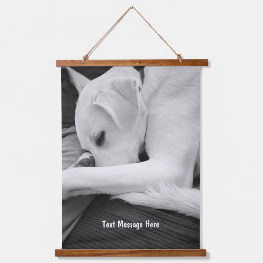 白黒かわいい犬のパパの写真 吊り下げ型タペストリー (正面)