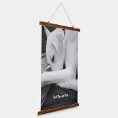 白黒かわいい犬のパパの写真 吊り下げ型タペストリー (傾斜あり)