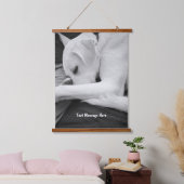 白黒かわいい犬のパパの写真 吊り下げ型タペストリー (寝室)