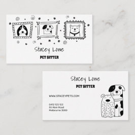 白黒かわいい犬ペットシッター |ドッグウォーカー 名刺