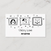 白黒かわいい犬ペットシッター |ドッグウォーカー 名刺 (正面)