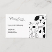 白黒かわいい犬ペットシッター |ドッグウォーカー 名刺 (裏面)