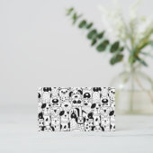 白黒かわいい犬ペットシッター |ドッグウォーカー 名刺 (スタンド正面)