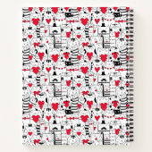 白黒かわいい猫赤いハート ノートブック (裏面)