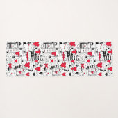 白黒かわいい猫赤いハート ヨガマット (裏面(横))