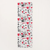 白黒かわいい猫赤いハート ヨガマット (裏面)