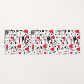 白黒かわいい猫赤いハート ヨガマット (正面(横))