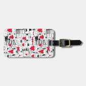 白黒かわいい猫赤いハート ラゲッジタグ (正面横)