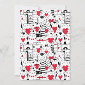 白黒かわいい猫赤いハート 案内状 (正面)