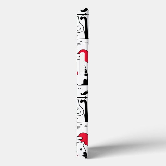 白黒かわいい猫赤いハート Case-Mate iPhoneケース (裏面 / 右)