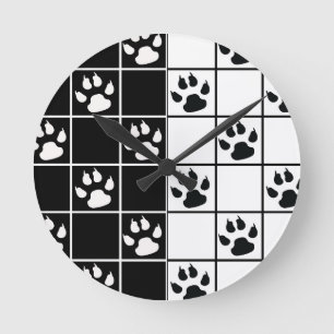 白黒かわいい窓ガラスのポープレイド ラウンド壁時計