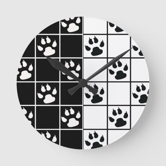 白黒かわいい窓ガラスのポープレイド ラウンド壁時計 (正面)