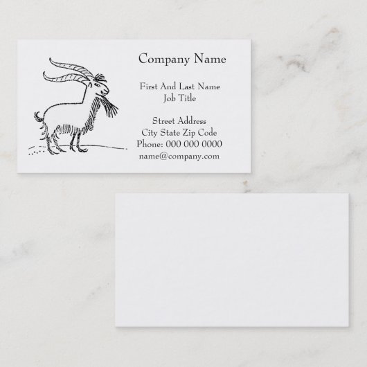 白黒かわいい笑顔ヤギの漫画 名刺 (正面/裏面)