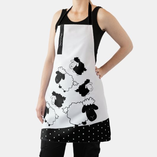 白黒かわいい羊 エプロン (インサイチュ)