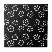 白黒かわいい花Y2K模様