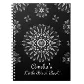 白黒かわいらしのアートパターンのパーソナライズ ノートブック (正面)