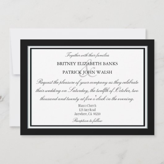 白黒きらきら光るなダイヤモンドの結婚式招待状 招待状 (裏面)