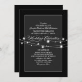 白黒きらめきはモダンな結婚式をつけます 招待状 (正面/裏面)