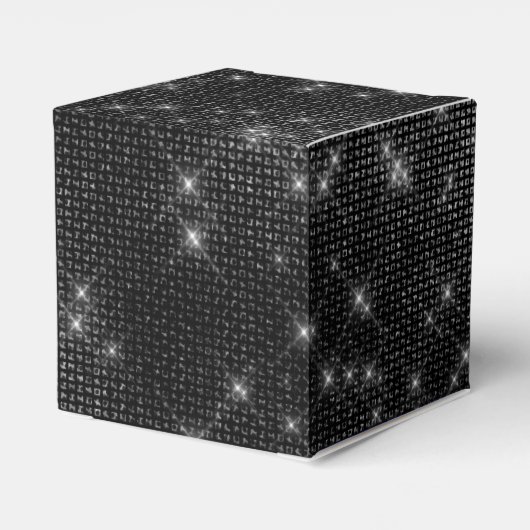 白黒きらめくモノグラム – 名前の追加 フェイバーボックス (裏面サイド)