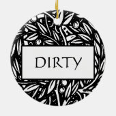 白黒きれいな汚れた食洗機のハンガー セラミックオーナメント (裏面)