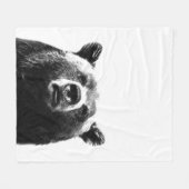 白黒くま動物のポートレート フリースブランケット (正面(横))