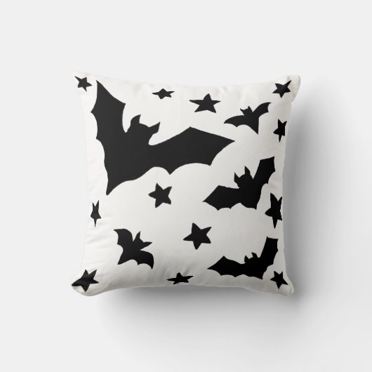 白黒こうもりと星ハロウィーン枕 クッション (正面)