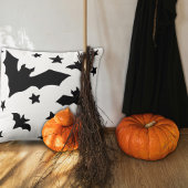 白黒こうもりと星ハロウィーン枕 クッション