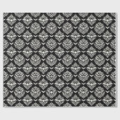 白黒こうもりダマスク ラッピングペーパー (フラット)