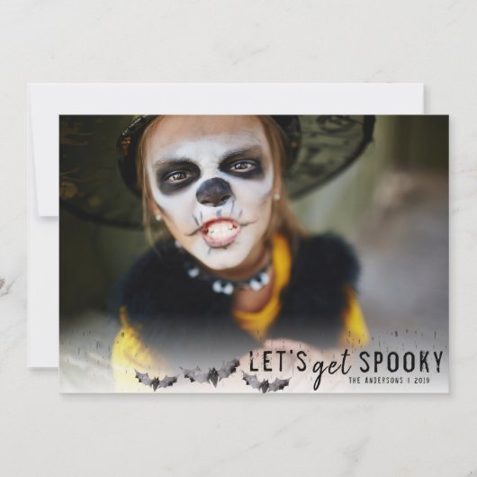 白黒こうもりハロウィンホリデーフォト 招待状 (正面)