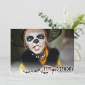 白黒こうもりハロウィンホリデーフォト 招待状 (スタンド正面)