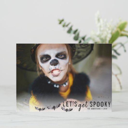 白黒こうもりハロウィンホリデーフォト 招待状 (スタンド正面)