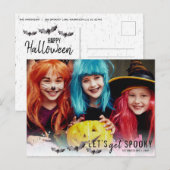 白黒こうもりハロウィンホリデーフォト 案内ポストカード (正面/裏面)