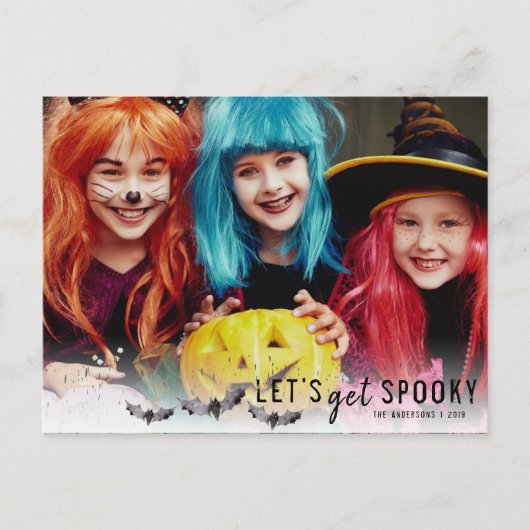 白黒こうもりハロウィンホリデーフォト 案内ポストカード (正面)