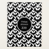 白黒こうもりホラーパターン名のパーソナライズ プランナー手帳 (正面)