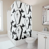 白黒こうもり棺ゴシック様式の美学 シャワーカーテン (インサイチュ)