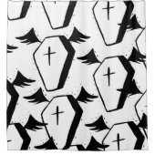 白黒こうもり棺ゴシック様式の美学 シャワーカーテン (正面)