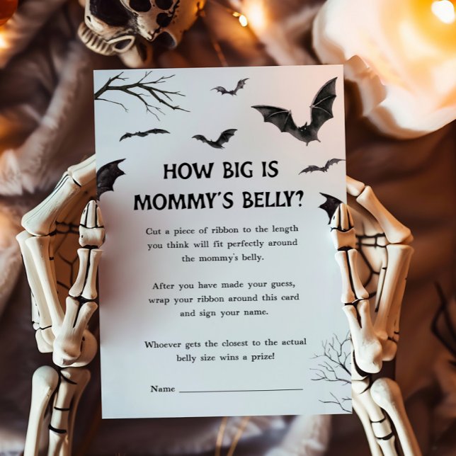 白黒こうもりMommysベリーゲームの大きさ (Black and White Bats Baby Shower How Big is Mommy's Belly Game)