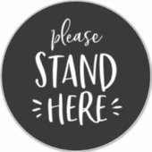 白黒ここに立って大きなフロアマーカー シール (正面)