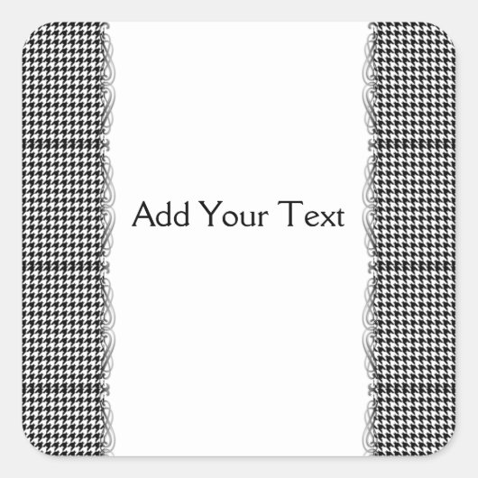 白黒このカテゴ千鳥格子のリの管理 スクエアシール (正面)